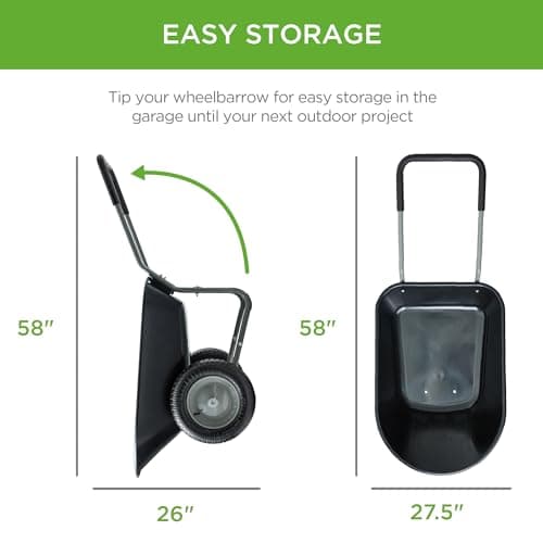 Best Choice Products Dual-Wheel Home Utility Yard Wheelbarrow Garden Cart w/Built-in Stand for Lawn, Gardening, Construction - Black view 2