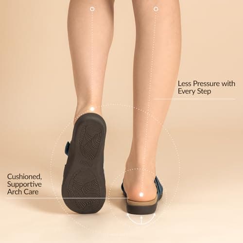 Rihero Women's Orthopedic Slide Sandals with Arch Support Orthotic Comfortable Adjustable Flat Sandals for Daily Work Walking view 5