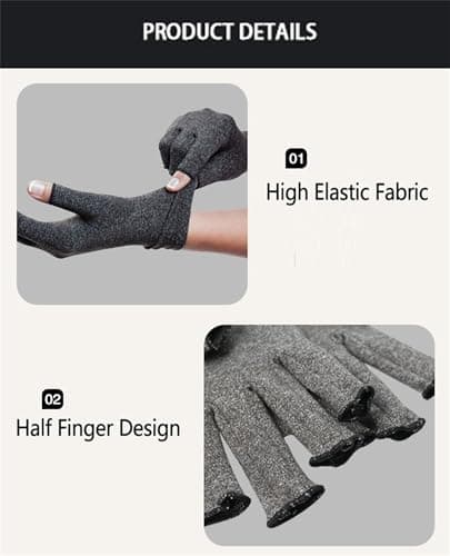 Premium Bamboo Gloves Fingerless Compression Wrap for Hand Pain and Osteoarthritis Men and Women view 5