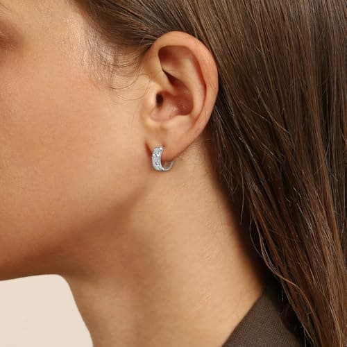 Star Earrings for Teen Girls Women - Sterling Silver Hypoallergenic Cubic Zirconia Loop Earrings Lightweight Star Shaped Earring Gifts for Daughter Granddaughter Niece Christmas view 3