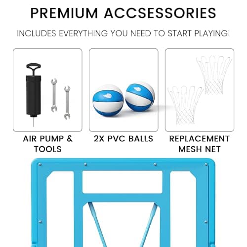 Swimming Pool Basketball Hoop,Adjustable Poolside Basketball Goal with 2 Nets,2 Balls & Inflator Outdoor for Kids Youth Teens Adults view 4