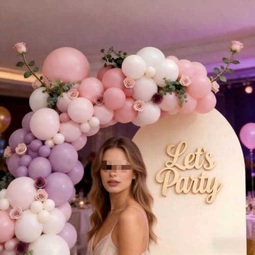 Pink Purple White Balloon Garland Arch Kit 143Pcs Lavender Light Pastel Purple Pink White Latex Balloons for Butterfly Bridal Shower Birthday Wedding Party Decorations view 5