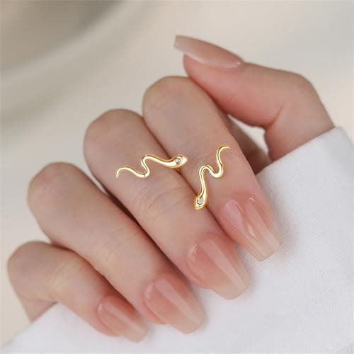 DHZJTSL Halloween Gothic Gold Snake Earrings for Women, Hypoallergenic 14K Gold Plated Goth Snake Shaped Clip On Earrings view 4