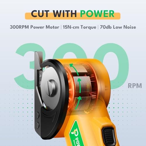 Powpact® High Speed Cardboard Cutter, Cordless Electric Scissors for Cardboard Fabric Carpet, Automatic Electric Box Cutter with Safety Lock - Rechargeable Battery, Heavy Duty Power, Rotary Cutting view 2