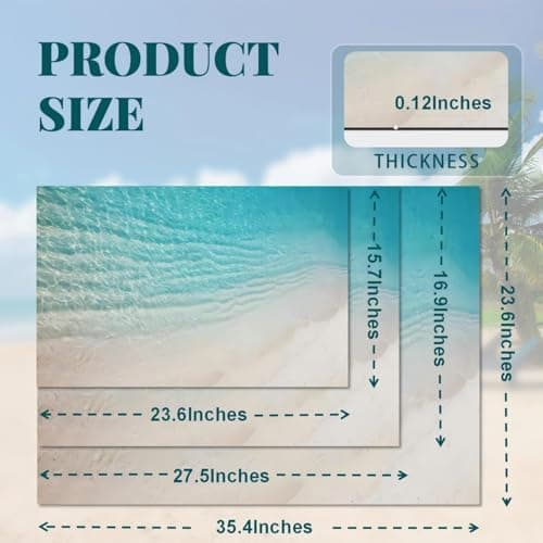 LYGLIGH Ultra Thin Bath Mat, Teal Bath Mat, 1/10 in Thin Bathroom Rugs Fit Under Door, Non-Slip Rubber Backing, Absorbent, Quick-Dry, Washable Funny Beach Decor for Shower and Tub, 35‘’X24'' view 2