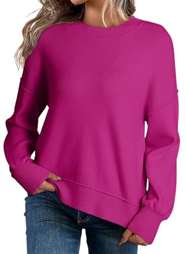 Dokotoo Women's Sweaters Colorblock Crewneck Cotton Long Sleeve Fall Winter Knit Pullover Jumper Tops — image 1