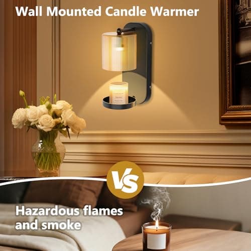 Wall Mounted Candle Warmer Lamp with Remote Control, Timer & Dimmer, Flameless Wax Melt Warmer for Jar Candles, Metal Wall Sconce for Home Fragrance & Decorative Lighting view 2