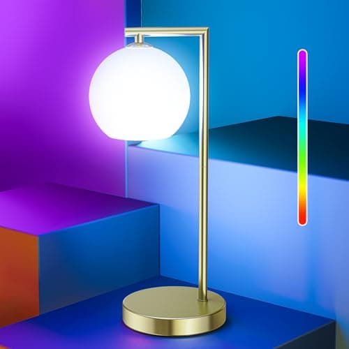 MOITA Cordless Table Lamp for Bedroom, Large LED Lamp for Living Room with Frosted Glass Shade, Bedside Lamps with Remote for Nightstand, 12 RGB Colors and 3 CCT Options