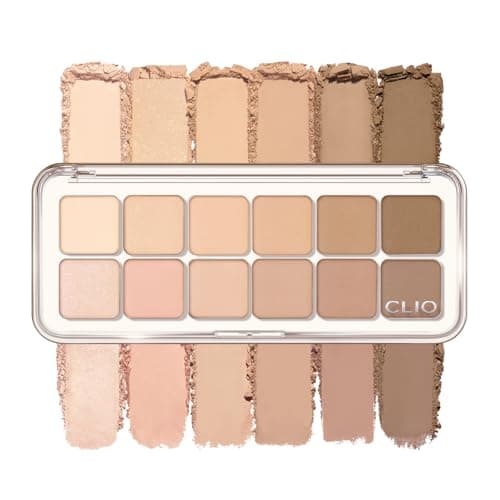 CLIO Pro Eye Palette Air, 12-Color Eye Shadow Palette, Matte Shimmer Mix, Air-Fit Blendable Pigmented Buildable Color, Low Fallout, Warm Brown Nude Neutral Tone, Daily Korean Makeup (08 LATTE SENIOR) — image 1