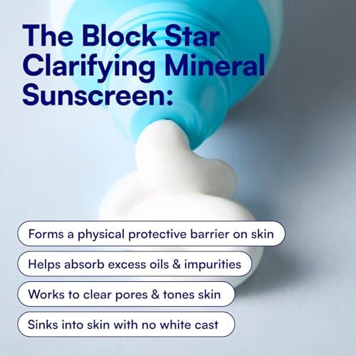 Bliss Block Star Clarifying Daily Mineral Sunscreen Broad Spectrum SPF 30, Blendable Pore Safe Formula for Blemish Prone Skin with Salicylic Acid and Witch Hazel, 1.4 Fl Oz view 6