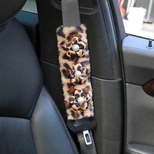 Leopard Seat Belt Shoulder Pads, 2-Pack, Soft Comfortable Shoulder Protectors for Women and Girls, Car Interior Accessories view 4