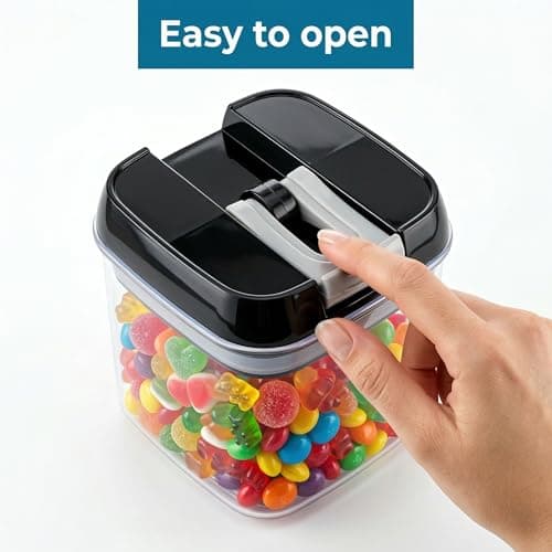 OMIO Airtight Kitchen Storage Containers (6-Pack) - Easy-Grip Pull Tab Lids, BPA-Free Plastic Canisters for Pantry, Countertop, Fridge – Organize Cereal, Grains, Flour, Sugar, Snacks & Candy view 6