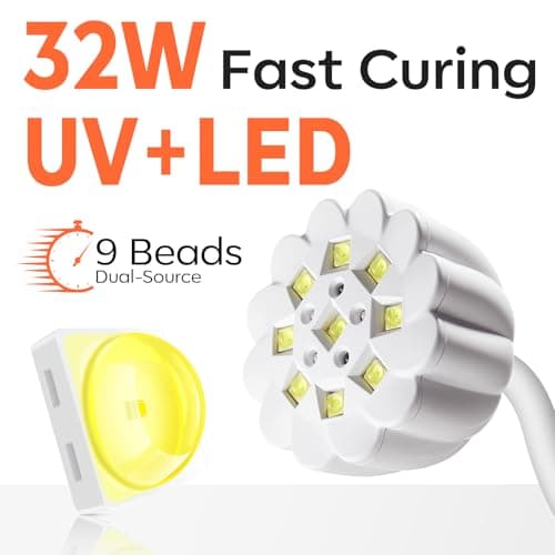 modelones Cordless UV Nail Lamp, Mini LED UV Light for Gel Polish Fake Nails Fast Curing Portable Gooseneck Lamp Nail Dryer Home DIY Manicure Kit 32W & 2000mAh 4 Timers view 3