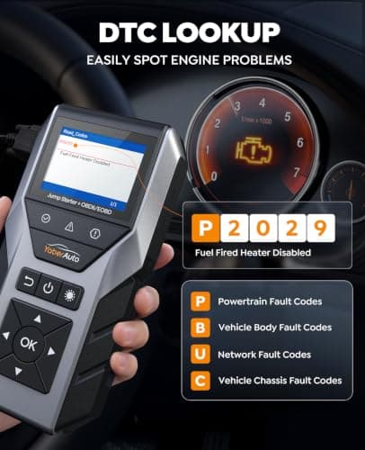 YaberAuto 6000A Portable Car Jump Starter with OBD2 Scanner, Code Reader | Car Battery Jumper Starter Portable (All Gas/10L Diesel) Car Battery Jump Box Pack Jumper Cables, Diagnostic Tool 600LM Light view 4
