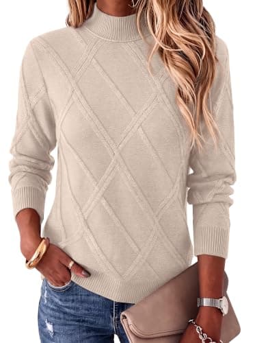 Sipaya Mock Neck Fall Sweaters for Women Cable Knit Sweater Fall Outfits view 2