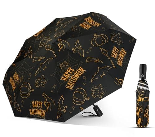 Natuquebrela Compact Automatic Umbrella Portable - Collapsible Travel Umbrella for Rain Strong Wind proof Lightweight Umbrellas Unique Halloween Decor — image 1