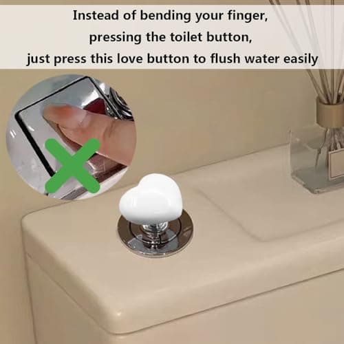 4 Pack Toilet Push Button Aid Replacement Sticker for Long Nails Protection, Heart-Shaped Button Extension Press Flush Knobs Sticker, Push Toilet Button Easily view 4
