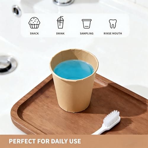 SLFxotro Coffee Cups 12 oz 300 Pack, Disposable Paper Cups 12 oz, White Paper Hot Coffee Cups Suitable for Party, Picnic, Travel, and Events-brown view 6