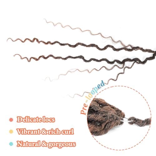 Forevery Goddess Locs Crochet Hair 16 Inch PreLooped Crochet Hair for Black Women 6 Packs Brown Crochet Faux Locs with Curly Ends for Full Head view 3