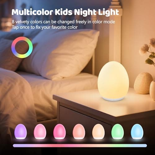 Night Light for Kids, 7 Colors Changing Egg Light for Nursery view 3