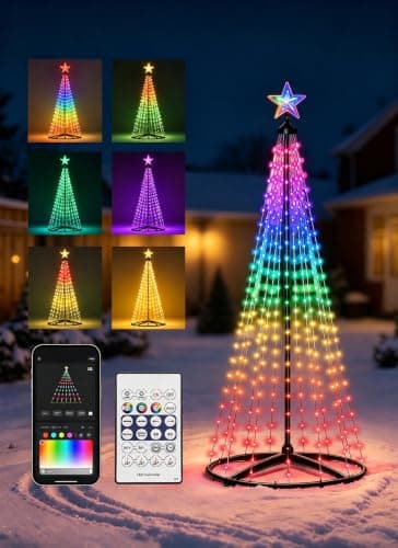 oneup 6FT Christmas Cone Tree Light, Smart RGB Light with App & Remote — image 1