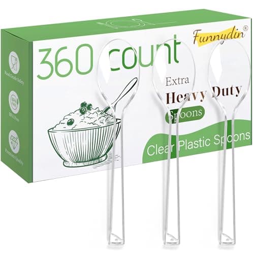 Funnydin 360 Count Plastic Spoons - 6.96 Inch Disposable Spoons, Heavy Duty Plastic Spoons, BPA-Free, Heat Resistant Disposable Silverware, Suitable for Party, Picnic, Events and Everyday Use — image 1