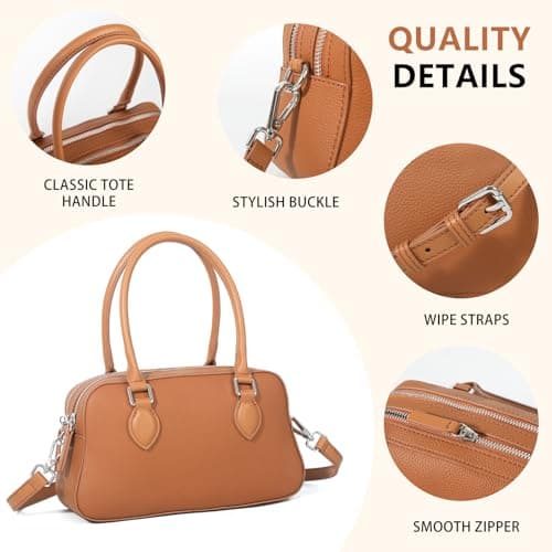 Genuine Leather Handbag for Women, Small Top Handle Satchel Crossbody Purse with Adjustable Strap, for Travel Daily Fashion view 5