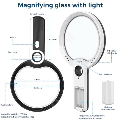 Nazano Large Magnifying Glass with Light for Senior view 2