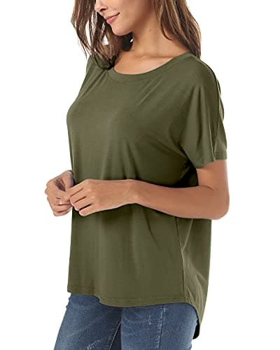 Herou Casual Summer Short Sleeve High Low Loose T Shirt Basic Tees Tops for Women view 2