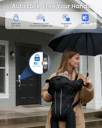 TEEHO TE012W-H WiFi Keypad Door Lock with Handle Set, Fingerprint Smart Locks, Front Door Keyless Entry, APP Remote & Voice Control, Digital Deadbolt with 2 Keys, Auto-Lock, Easy Install, Satin Nickel view 6