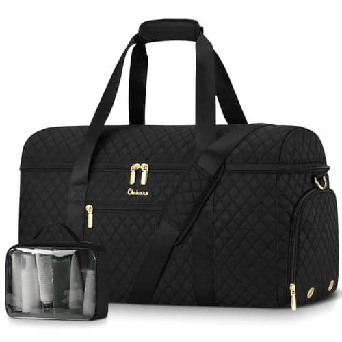 Weekender Bags for Women, Wide Open Large Travel Duffle Bag with Shoe Compartment, Overnight Hospital Bag For Women Labor Delivery, Carry on Bag Personal Item Travel Bag with Wet Pocket (Black)