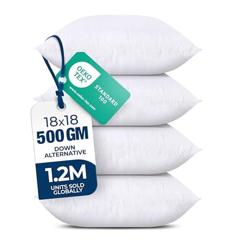 Utopia Bedding Throw Pillows (Set of 4, White) – 18 x 18 Inches Down Alternative Pillows for Bed, Sofa, and Couch - Fluffy Decorative Stuffer Pillow for Indoors & Outdoors — image 1