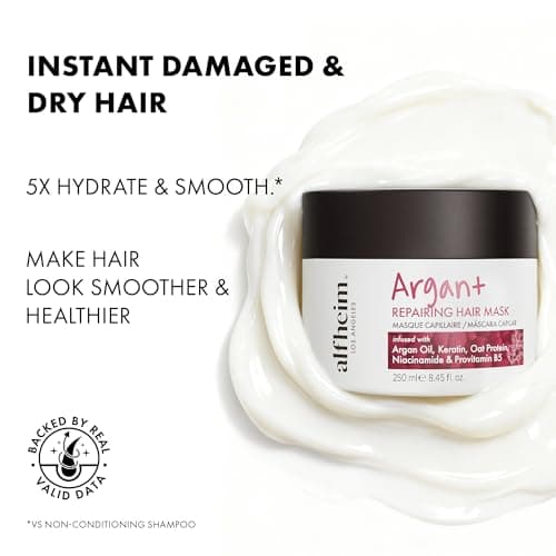 ALFHEIM Argan+ Repairing Hair Mask for Dry, Damaged & Frizzy Hair with Argan Oil, Keratin – Deep Conditioning, Shine & Frizz Control – Intensive Hydration, Color Safe, Sulfate Free – 8.45 oz view 5