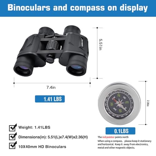 GRWANG 10x40 Professional HD Binoculars for Adults & Youth,Shock Proof Binocular with BAK4 FMC Lens, Large View & Waterproof Binoculars Perfect for Bird Watching,Hunting,Camping,Travel,Sports,Black view 2
