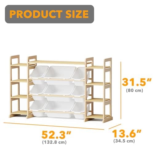 SpaceAid Large Toy Storage Organizer 9 Shelves 9 Bins, Toy Organizers Storage Bookshelf, Kids Bin Shelf Toys Box Bookcase for Bedroom Playroom Organization Room Decor, White view 2