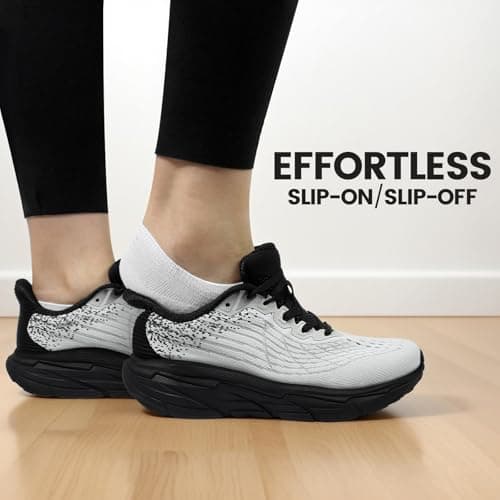 TDIDIS Women's Lightweight Walking & Running Shoes - Breathable Non Slip Sneakers with Cushioned Comfort for Gym, Tennis, Workout Black/White view 5