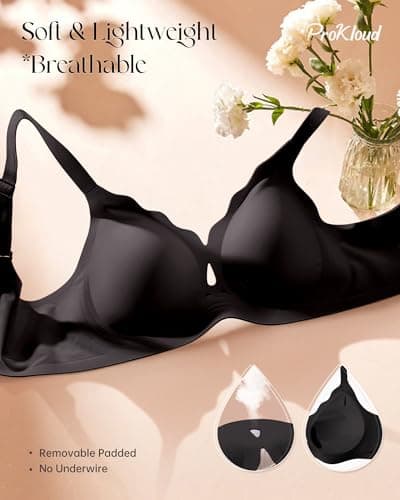 ProKloud Wireless Bras for Women Wave Push Up No Underwire Bralettes Seamless Full Coverage Support Lift Everyday Bra view 6