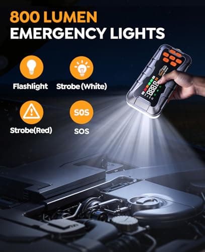 YaberAuto 16-in-1 Jump Starter with Air Compressor 8000A 160PSI Car Battery Jump Starter (All Gas/14L Diesel) 12V Jump Box Car Battery Jumper Starter Portable Jumper Cables, Emergency Tool Kit, Gloves view 5