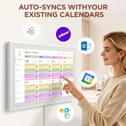 27" Digital Calendar, Smart Family Planner, Snow Speckle White | Wall Electronic Calendar, 32GB Storage 1920 * 1080 IPS Full HD Touch Screen Display , Gift wall calendar for Mom Women view 3