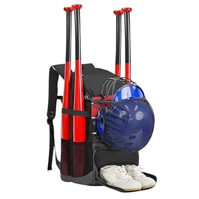 TPAID Baseball Backpack Large Capacity Softball Bag with Shoes Compartment and Fence Hook, Lightweight Baseball Equipment Bag Holds Bats, Helmets, Gloves, Hats, Clothes, Shoes