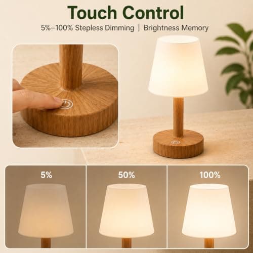 Rechargeable Table Lamp, Mini Cordless Shower Lamp for Bathroom, IP54 | 2000mAh Battery Operated, Soft glow for Shower Shelves, Vanity, Bedside and Patios, 3 Color Ttemperatures, Ttouch Dimming view 6