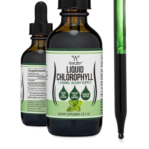 Chlorophyll Liquid Drops - for Digestion, Gut Health, Energy and Detox - Vegan Safe (Rich, Full Texture and Taste, Not Watered Down), 2oz Peppermint Flavored, by Double Wood — image 1