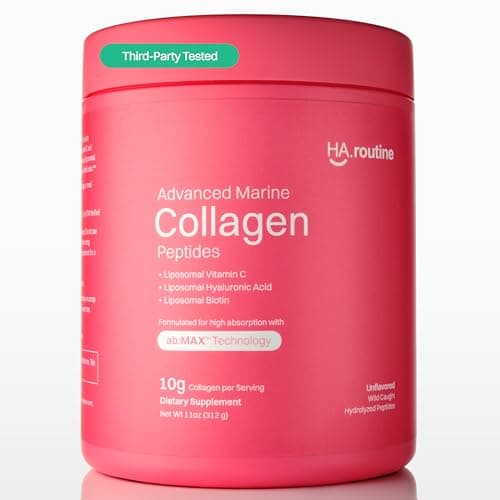 Haroutine Advanced Marine Collagen Powder Plus Liposomal Vitamin C, Hyaluronic Acid & Biotin, Sugar-Free Type I Collagen Supplement for Skin, Hair, Nails, Joint & Gut Health - 30 Servings, Unflavored