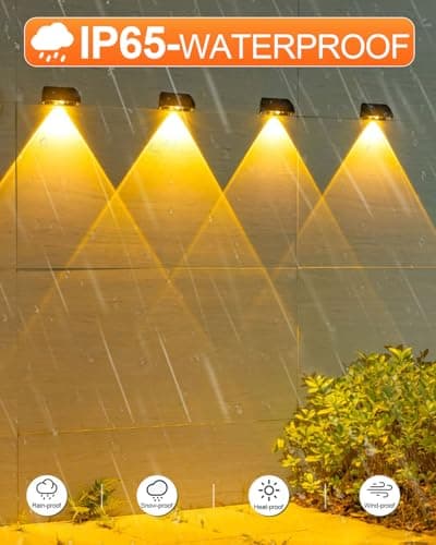 EGOBOO Solar Fence Lights 12 Pack, Backyard Solar Lights Outdoor Waterproof, Dusk to Dawn Auto Lighting Mounted for Outdoor Wall Decor/Deck/Railing/Step/Patio/Pool Porch view 6