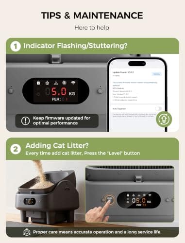 Automatic Litter Box, Smart Self Cleaning Cat Litter Box Anti-Pinch, 10 Safety Sensors, Large Cat Litter Boxs for Multiple Cats, 5G & 2.4G WiFi, 6" LED Display, Odor Control Robot, Grey view 3