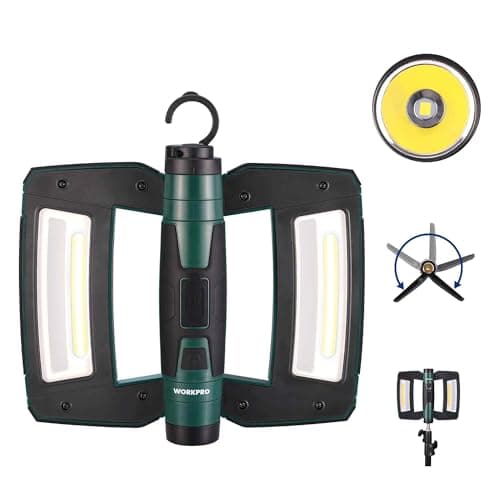 WORKPRO Rechargeable USB-C LED Work Light, Foldable Magnetic Light with Hanging Hook, 270° Rotatable, Tripod Mountable, Cordless Flashlight Light for Garage, Workshop, Auto Repair, Camping — image 1