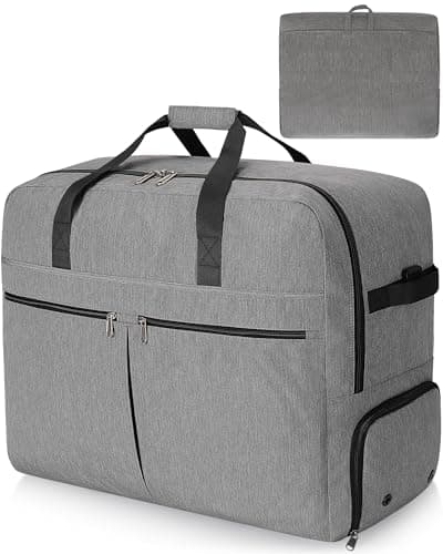 120L Foldable Large Travel Duffle Bag for Men and Women, Packable Duffel Bags with Shoe Compartment, Water Repellent & Tear Resistant (Gray) view 1