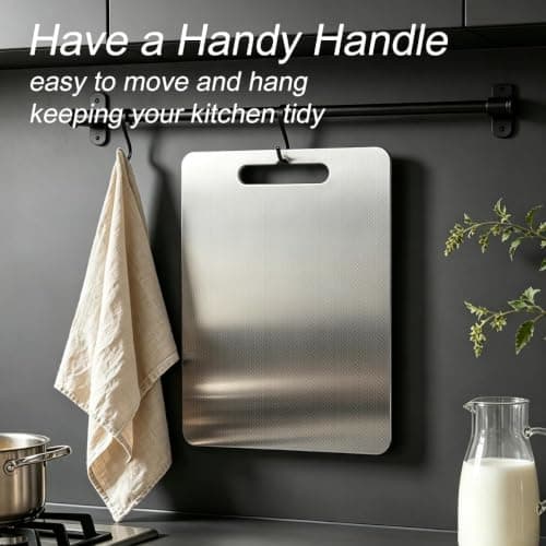 JIEXINGNB Metal Cutting Board, Honeycomb Stainless Steel, 15 x 11.8 in | Built-in handle for easy lifting and hanging view 6