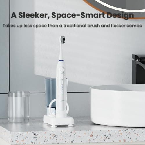 OILSAO Electric Toothbrush with Water Flosser Combo, All in One Sonic Flossing Tooth Brush,3 Modes/5 Floss Speeds,Compact Portable Detachable Handle & Cup,30-Day Battery,for Braces & Sensitive Teeth view 4