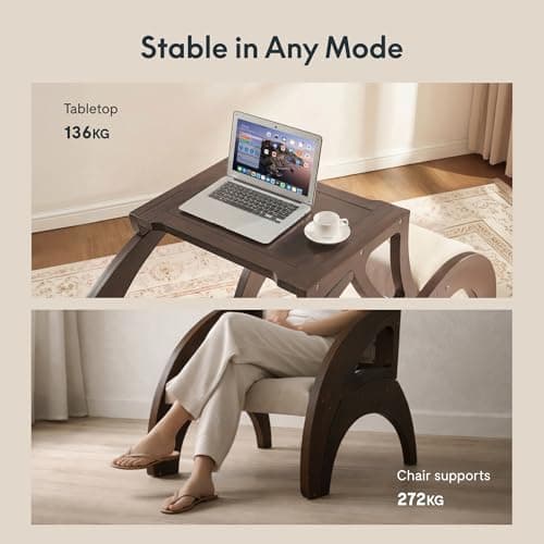 FLEXISPOT 3-in-1 Convertible Chair to Table with 2 Seats,Desk and Chair Set for 2, Upholstered Accent Chair with Solid Wood Frame, Easy Flip Design, Space Saving Furniture for Small Apartments view 5